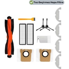 robotyedek Xiaomi X10 Uyumlu Yedek Siyah Fırça Hepa Filtre Mop Toz Torbası Seti-13 Parça