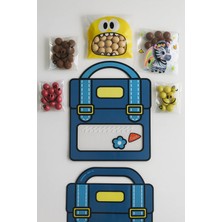 Belchocolate Okul Çantası Temalı Hediyelik Leblebi Draje Paketi Mavi Renk - 100 Gr. - (5 Paket*20 Gr.)