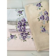 Arliva Home Bambu Menekşe 3 D Nakışlı %70 Bambu %30 Pamuk 6 Lı 50X90 cm El Yüz Havlusu