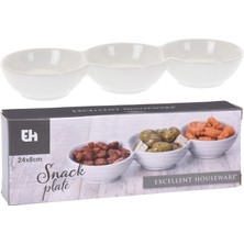 Koopman Porselen 3 Bölmeli Sunum Tabak 24 x 8 cm 5 Adet