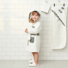 Milays Zıpır 4 Parça Pamuklu Leopar Desenli Bornoz Seti 0-2 Yaş