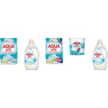 Aquabor Doğal Mineralli 4 kg Beyaz + Sıvı Beyaz  + 4 kg Renkliler + Tablet + Sıvı Beyaz 5 Li Set