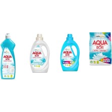 Aquabor Doğal Mineralli Elde Bulaşık + Sıvı Beyaz + Sıvı Renkliler + 4 kg Renkliler 4 Lü Set