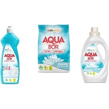 Aquabor Doğal Mineralli Elde Bulaşık + 4 kg Beyaz + Sıvı Beyaz 3 Lü Set