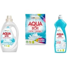 Aquabor Doğal Mineralli Sıvı Beyaz  + 4 kg Renkliler + Elde Bulaşık 3 Lü Set