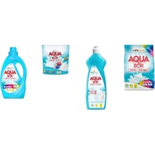 Aquabor Doğal Mineralli Sıvı Renkliler + Tablet + Elde Bulaşık + 4 kg Renkliler 4 Lü Set