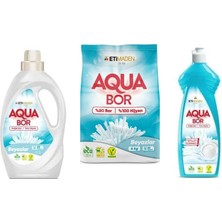 Aquabor Doğal Mineralli Sıvı Beyaz  + 4kg Beyaz + Bulaşık Set