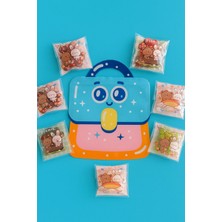 Belchocolate Okul Çantası Temalı Hediyelik Leblebi Draje Paketi Mavi - 105 Gr. - (7 Paket*15 Gr.)