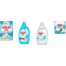 Aquabor Doğal Mineralli 4 kg Beyaz + Sıvı Renkliler + Sıvı Beyaz  + Tablet 4 Lü Set
