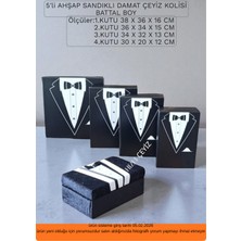 Hızlı Çeyiz 5'li Ahşap Sandıklı Damat Çeyiz Kolisi Battal Boy