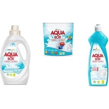 Aquabor Doğal Mineralli Sıvı Beyaz  + Tablet + Elde Bulaşık 3 Lü Set