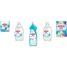 Aquabor Doğal Mineralli Tablet + Sıvı Beyaz + Elde Bulaşık + Sıvı Beyaz  + 4 kg Renkliler 5 Li Set