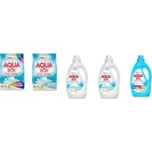 Aquabor Doğal Mineralli 4 kg Renkliler + 4 kg Beyaz + Sıvı Beyaz  + Sıvı Beyaz + Sıvı Renkliler 5 Li Set