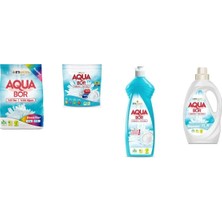 Boron Aquabor Doğal Mineralli 4 kg Renkliler + Tablet + Elde Bulaşık + Sıvı Beyaz  4 Lü Set