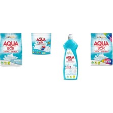 Aquabor Doğal Mineralli 4 kg Beyaz + Tablet + Elde Bulaşık + 4 kg Renkliler 4 Lü Set