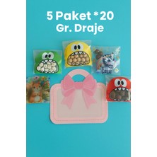 Belchocolate Okul Beslenme Temalı Kurdeleli Hediyelik Leblebi Draje Paketi Pembe - 100 Gr. - (5 Paket*20 Gr.)