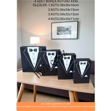 Hızlı Çeyiz 4 Lü Battal Boy Siyah Smokin Modelli Damat Kutu Seti Parça