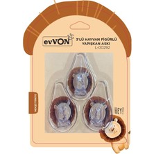 Evvon 3'lü Hayvan Figürlü Yapışkanlı Askı 3 Adet