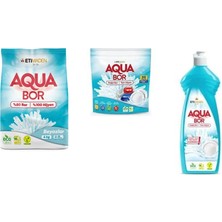 Boron Aquabor Doğal Mineralli 4 kg Beyaz + Tablet + Elde Bulaşık 3 Lü Set