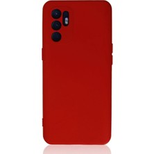 Cepmoda Oppo Reno 6 Lansman Kılıf - Iç Kısmı Kadife Kaplı - Esnek Silikon Kapak - Kırmızı