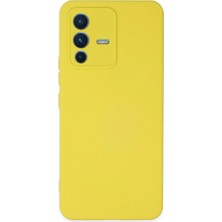 Cepmoda Vivo V23 5g Lansman Kılıf - Iç Kısmı Kadife Kaplı - Esnek Silikon Kapak - Sarı