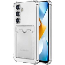 Cepmoda Samsung Galaxy S24 Şeffaf Kart Bölmeli Silikon Kılıf - Kartlıklı
