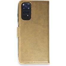 Cepmoda Redmi Note 11 Pro Uyumlu Kapaklı Kılıf - Cüzdanlı - Kopçalı - Gold