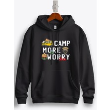 MGAX Kampçı Camp More Worry Less Baskılı Regular Kapşonlu Sweatshirt