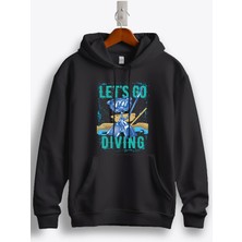 MGAX Dalgıç Let's Go Diving Baskılı Regular Kapşonlu Sweatshirt
