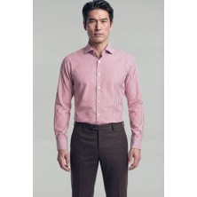 Bisse Regular Fit Italyan Yaka Cepsiz Pamuk Bordo Erkek Gömlek GMCZG4KBI242060_C25