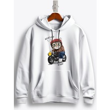 MGAX Motosiklet Non Stop Engine Roar Baskılı Regular Kapşonlu Sweatshirt