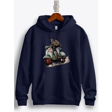 MGAX Motosiklet Socoter Rider Skull Baskılı Regular Kapşonlu Sweatshirt