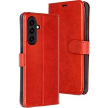 Cepmoda Samsung Galaxy A26 Uyumlu Kapaklı Kılıf - Cüzdanlı - Kopçalı - Kırmızı