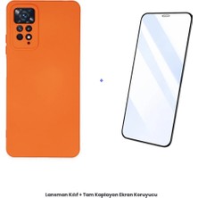 Cepmoda Redmi Note 11 Pro Lansman Kılıf + Tam Kaplayan Antistatik Ekran Koruyucu Set - Turuncu