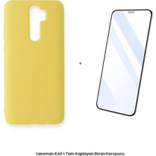 Cepmoda Redmi Note 8 Pro Lansman Kılıf + Tam Kaplayan Antistatik Ekran Koruyucu Set - Sarı