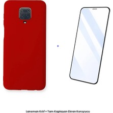 Cepmoda Redmi Note 9 Pro Lansman Kılıf + Tam Kaplayan Antistatik Ekran Koruyucu Set - Kırmızı