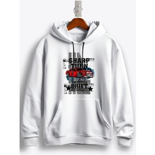 MGAX Araba Freestyle Drift Competetion Baskılı Regular Kapşonlu Sweatshirt