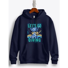 MGAX Dalgıç Let's Go Diving Baskılı Regular Kapşonlu Sweatshirt