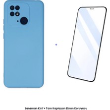 Cepmoda Redmi 10C Lansman Kılıf + Tam Kaplayan Antistatik Ekran Koruyucu Set - Mavi