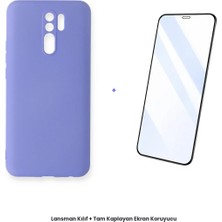 Cepmoda Redmi 9 Lansman Kılıf + Tam Kaplayan Antistatik Ekran Koruyucu Set - Lila