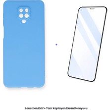 Cepmoda Redmi Note 9 Pro Lansman Kılıf + Tam Kaplayan Antistatik Ekran Koruyucu Set - Mavi