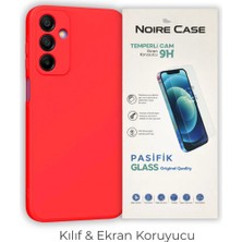 Cepmoda Samsung A25 Uyumlu Silikon Telefon Kılıfı ve Temperli Cam Ekran Koruyucu 2’li Set - Kırmızı