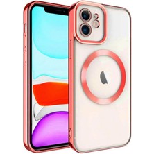 Cepmoda iPhone 12 Kılıf Uyumlu Magsafe Destekli Kılıf - Arkası Şeffaf - Kırmızı
