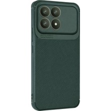 Cepmoda Poco F8 Pro Uyumlu Karbon Desenli Mat Silikon Telefon Kılıfı - Koyu Yeşil