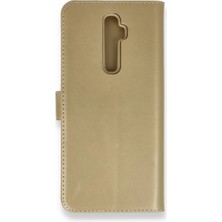 Cepmoda Oppo Reno 2z Uyumlu Kapaklı Kılıf - Cüzdanlı - Kopçalı - Gold