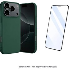 Cepmoda iPhone 17 Pro Max Lansman Kılıf + Tam Kaplayan Antistatik Ekran Koruyucu Set - Koyu Yeşil
