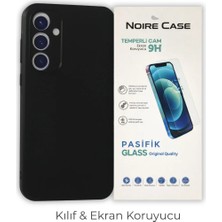 Cepmoda Samsung A35 Uyumlu Silikon Telefon Kılıfı ve Temperli Cam Ekran Koruyucu 2’li Set - Siyah