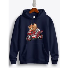 MGAX Motosiklet Engine Monster Bear Baskılı Regular Kapşonlu Sweatshirt
