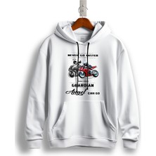 MGAX Motosiklet Koruyucu Meleğiniz Baskılı Regular Kapşonlu Sweatshirt