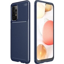 Cepmoda Samsung Galaxy A52 Uyumlu Karbon Desenli Mat Silikon Telefon Kılıfı - Lacivert